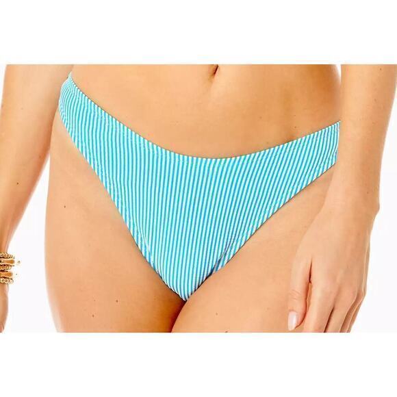 Lilly Pulitzer Pico High‎ Cut Bikini Bottom blue striped size 12 - Picture 1 of 4